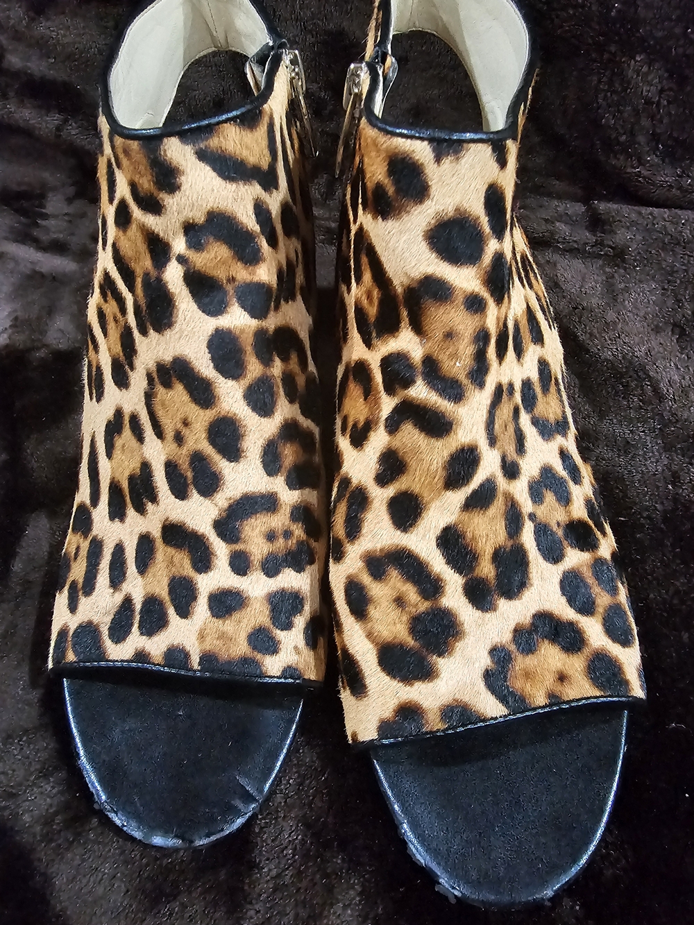 Vince Camuto Leopard Print Open-Toe Mules - Tan & Black